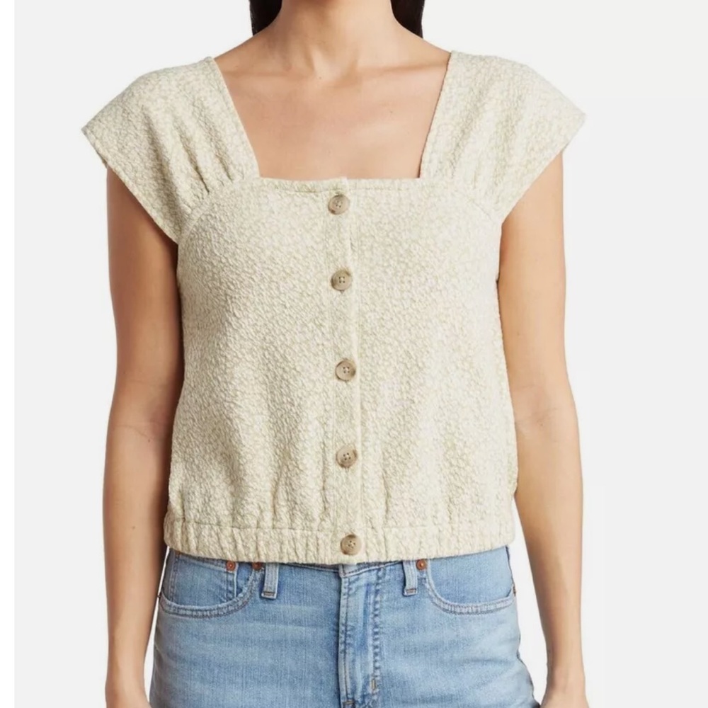Madewell floral Jacquard Button-Front Top